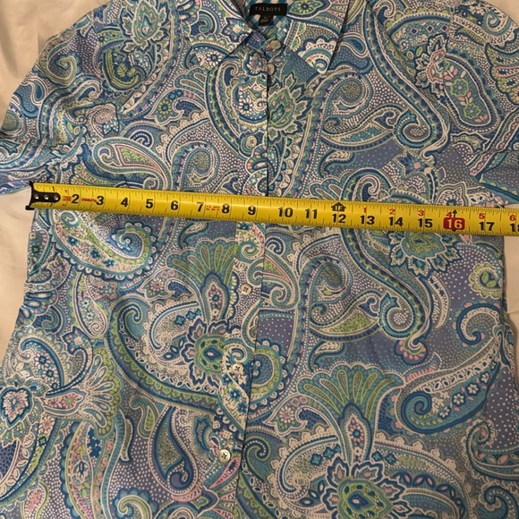 Talbots Baby Blue Pink Paisley Button Down Top NWOT - Picture 6 of 9